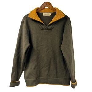 Irelandseye Green Pullover 1/4 Zip Sweater 100% Wool